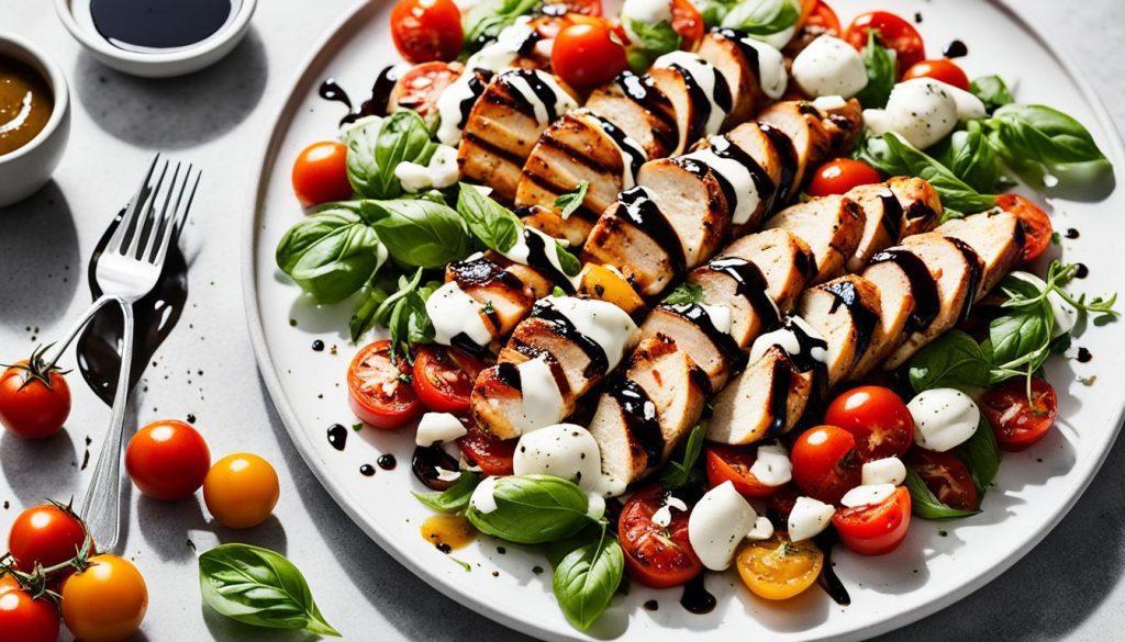 Caprese salad with balsamic chicken