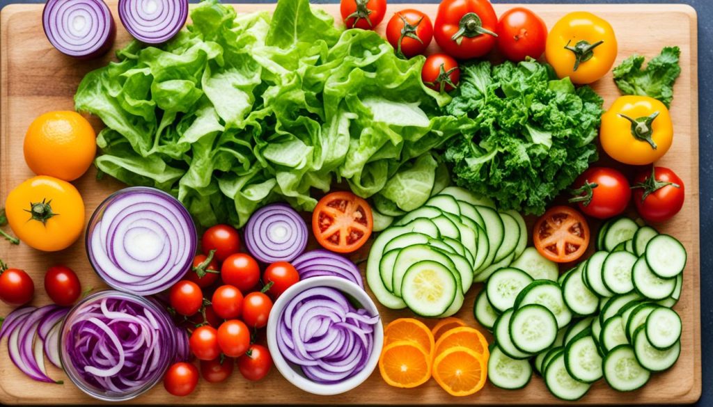 Fresh ingredients for a DIY salad wrap