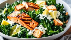 Salmon Kale Caesar Salad Recipe