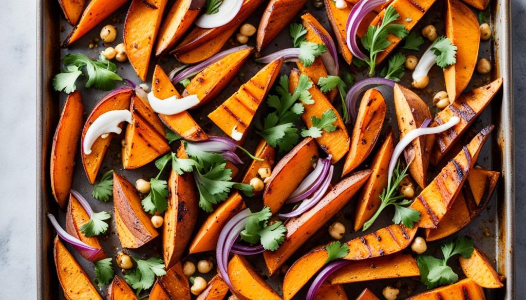 Sweet Potato Sheet Pan Dinner Vegetarian Recipe