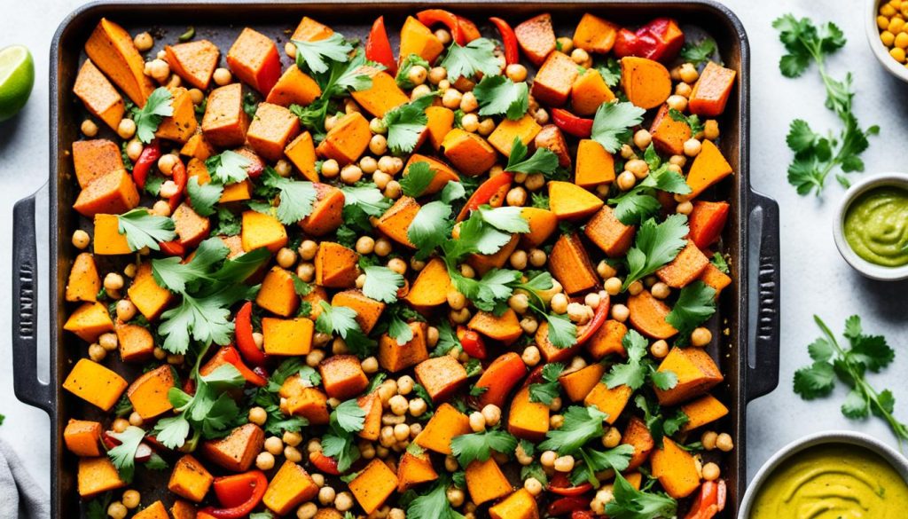 Sweet Potato Sheet Pan Dinner Vegetarian Recipe