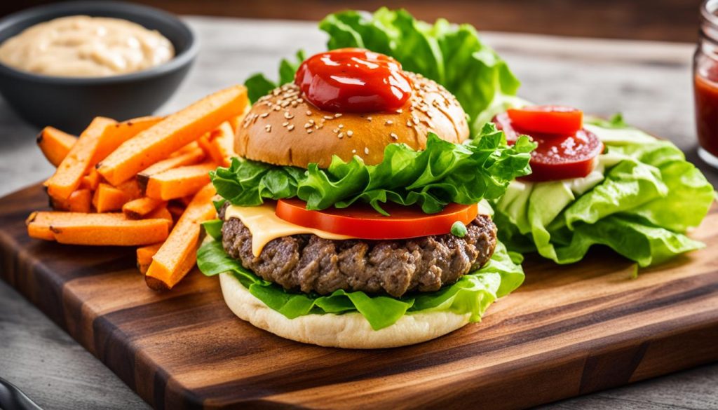 protein style burger with lettuce wrap