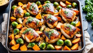 sheet pan recipe hot honey mustard chicken