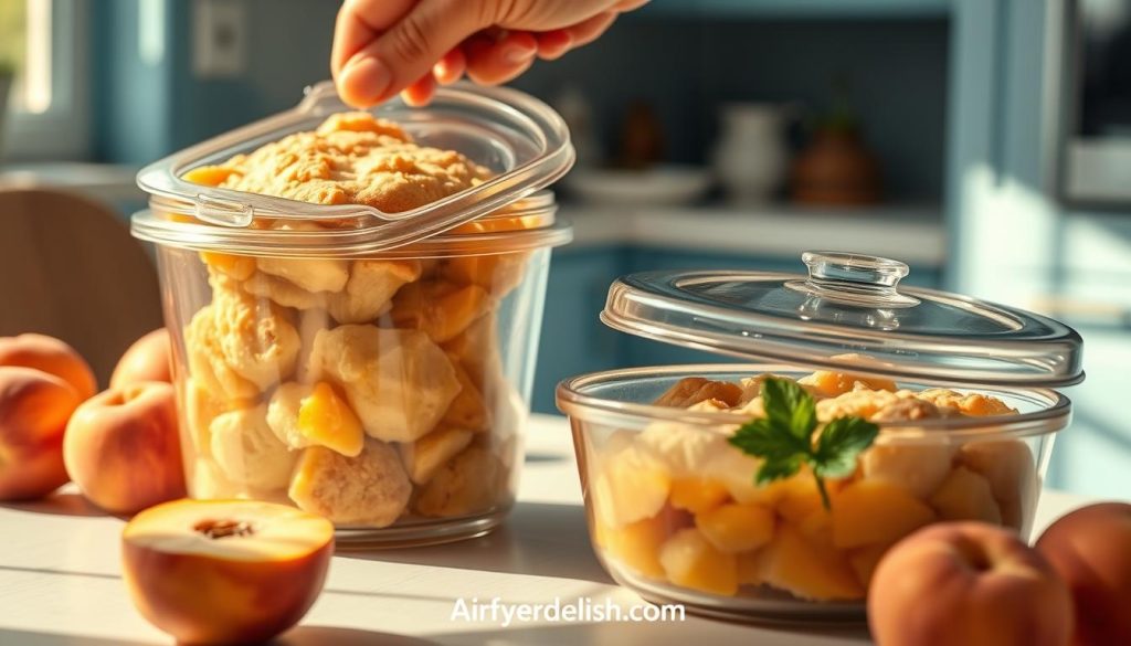 storing peach cobbler